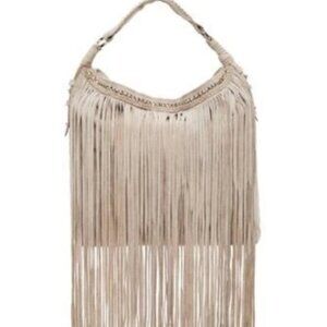 NEW Sondra Roberts Gray/Beige/Greige Fringe Hobo Bag!